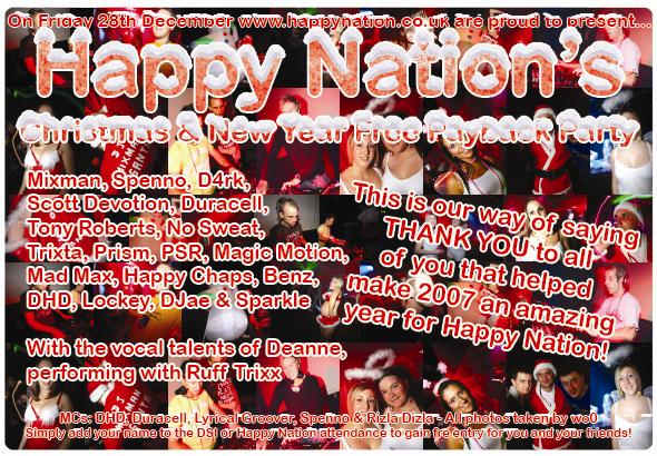Happy Nations Free Christmas New Year Payback Party Factory Vauxhall London